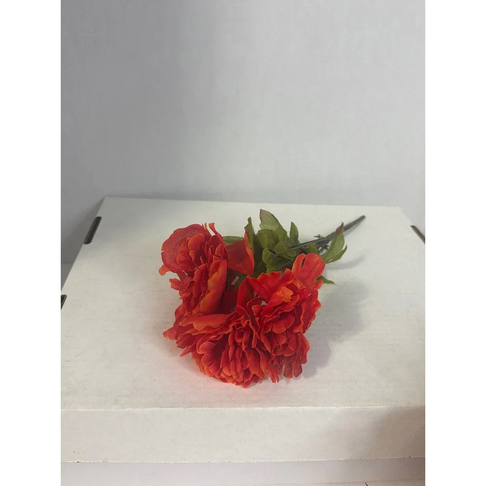 Artificial Fall Floral Stems Bundle Orange Yellow Red Sunflowers Maple Leaves